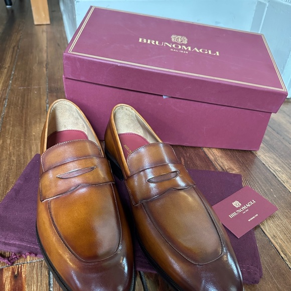 Bruno Magli Men's Tan Leather Slip-Ons - Picture 1 of 4
